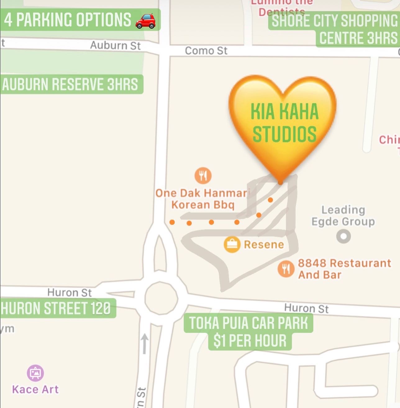 Parking map Parking at Kia Kaha Studios